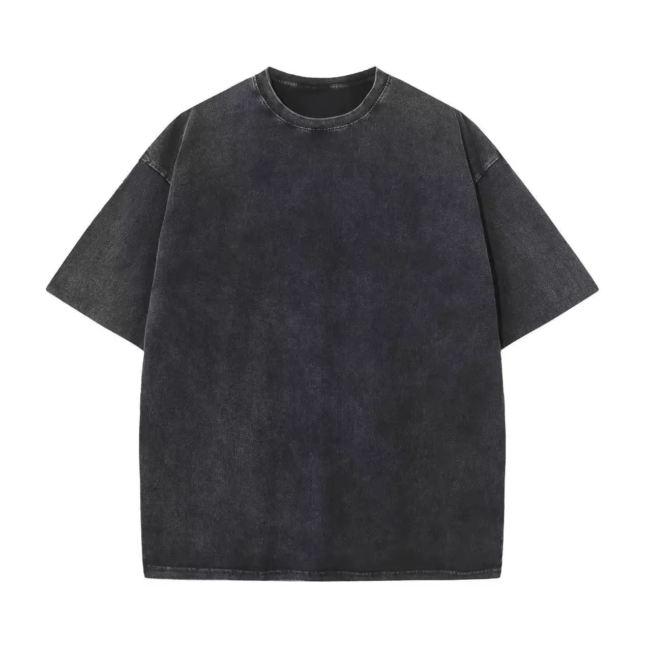 T-shirt rétro en coton 230G, manches tombantes, homme femme, vintage, manches courtes, couleur unie,