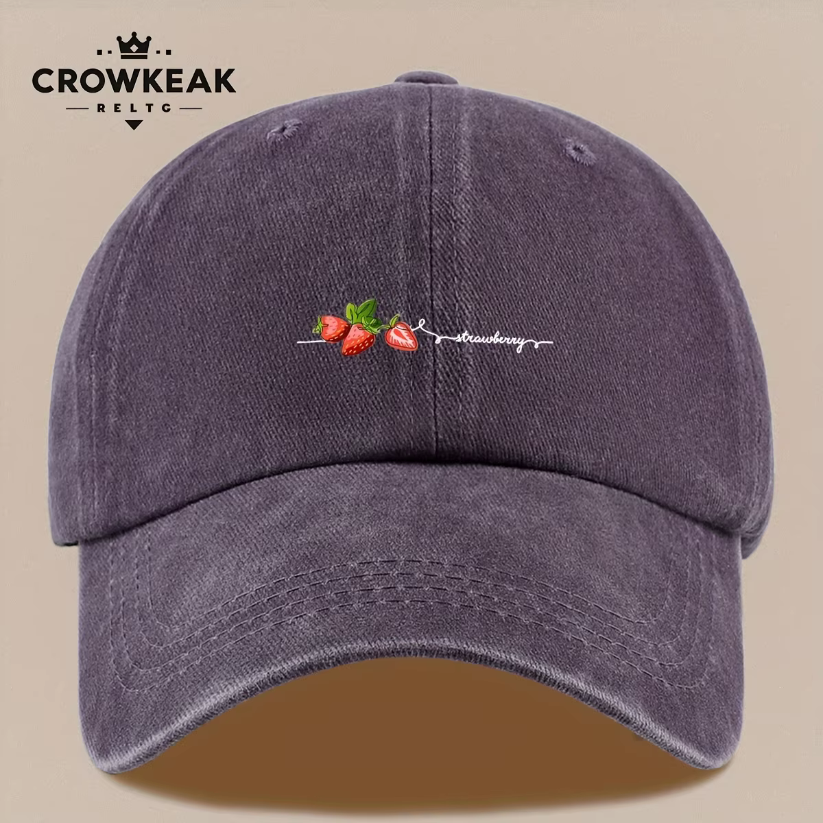 Casquette de baseball à imprimé fraises, 1 pièce, adaptée aux hommes et aux femmes, avec un design v