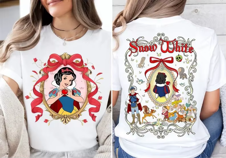 T-Shirt d'été princesse Disney, vêtements pour famille blanche-neige, vêtements décontractés surdime