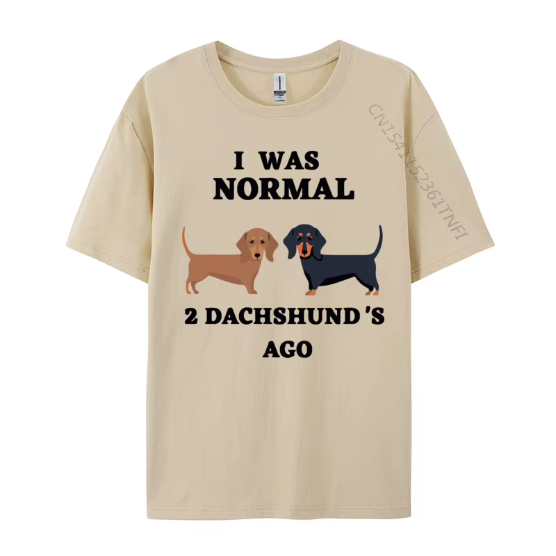 I Was Normal 2 Dachshunds Ago T-shirt pour homme, T-shirt en coton noir, Économie de fitness bon mar