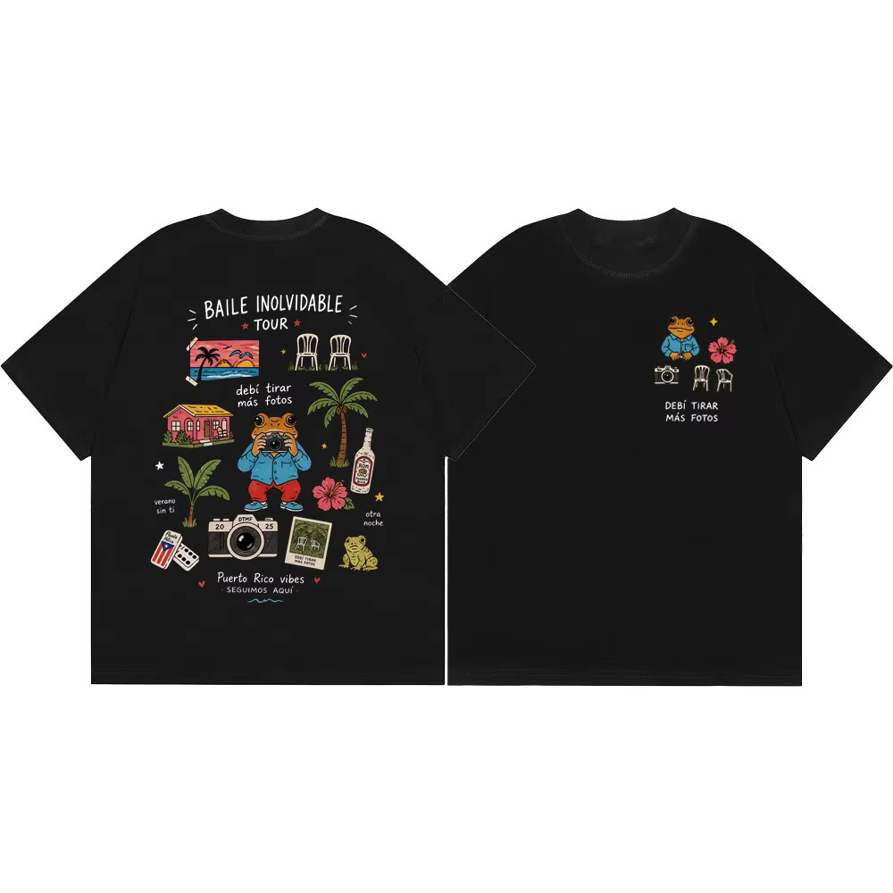 T-shirt Rapper Bad Bunny Debi Tirar Mas Fotos DTMF Album Merch T-shirt Homme Femme Vêtements Mode Hi