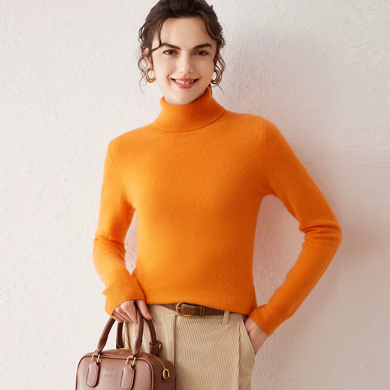 Dames pull cachemire pull femmes laine col roulé tricots 100% cachemire hauts à manches longues pull