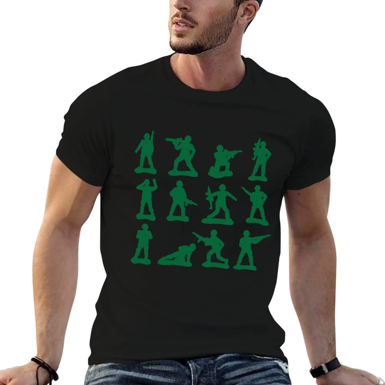 T-shirt à manches courtes avec graphismes Army Man, chemise de travail utilitaire