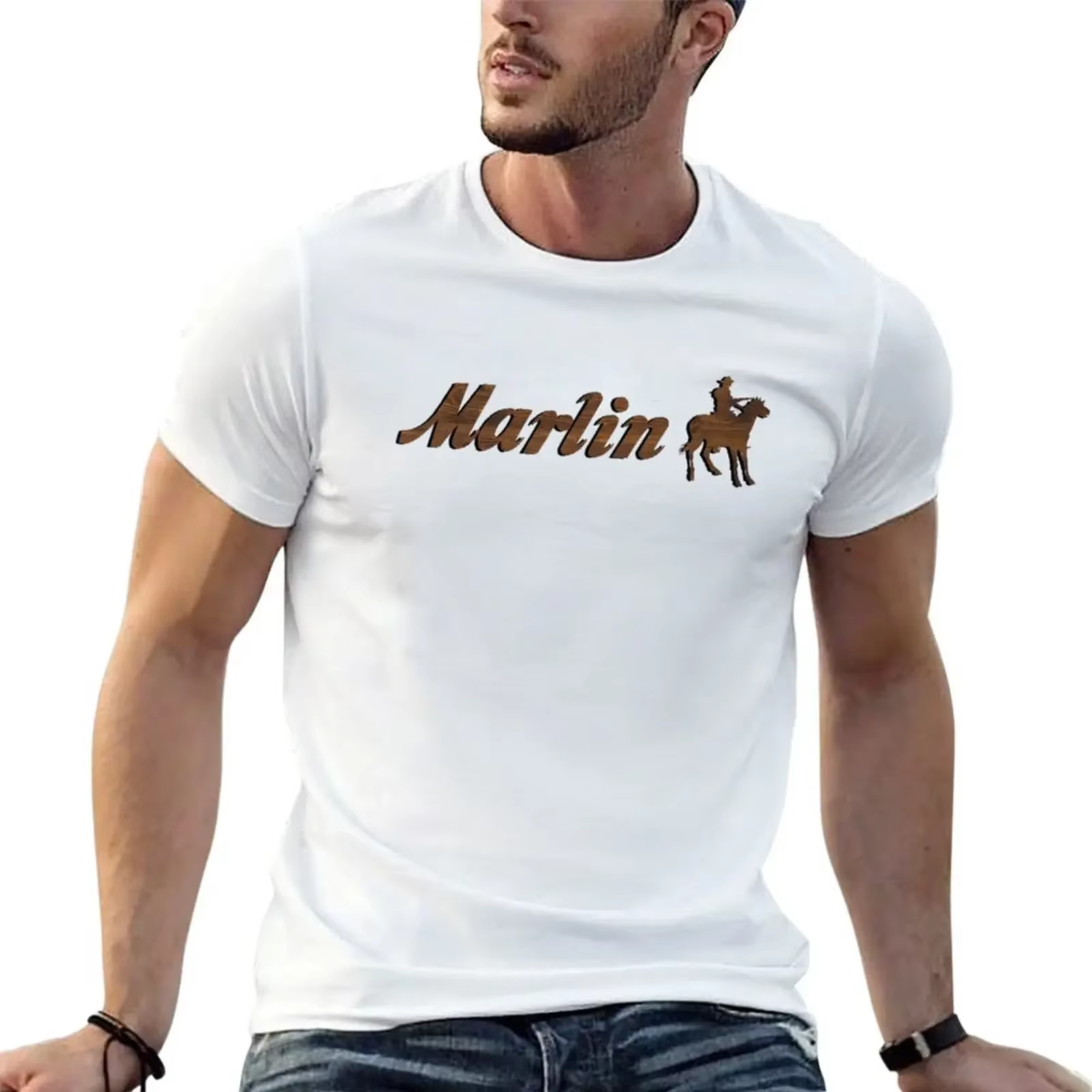 T-shirt graphique Marlin Firearms pour garçons, t-shirts graphiques blancs pour hommes, t-shirts gra