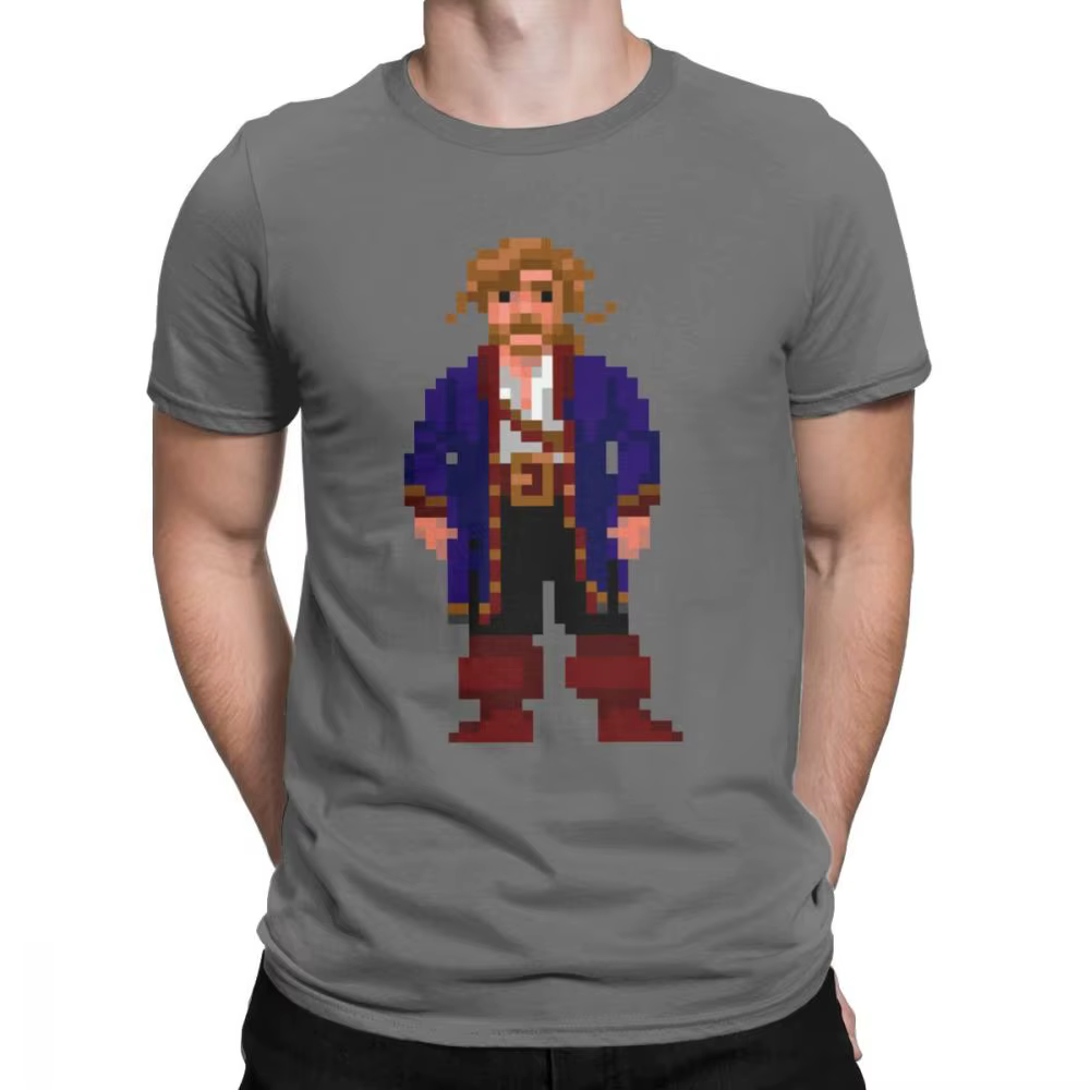 T-shirt manches courtes homme, 100% coton, décontracté, avec image de guy brush Threepwood Monkey Is