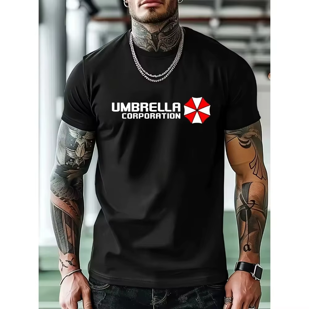 T-shirt Umbrella Corporation avec le logo et le slogan emblématiques, parfait pour les fans de jeux.