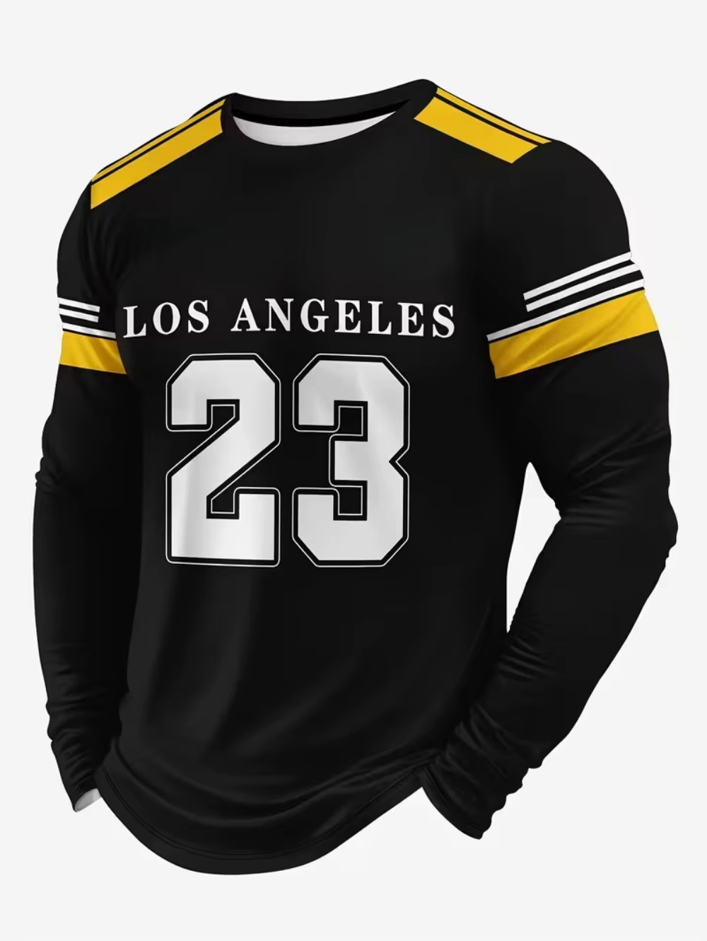 T-Shirt manches longues col rond pour homme, vêtement de sport de plein air, rayé, imprimé en 3D, Lo