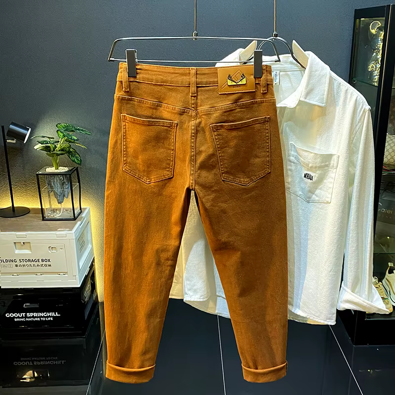 Jean en Denim pour Homme, Pantalon Long, Extensible, Ajusté, Décontracté, Très Tendance, à la Mode, 