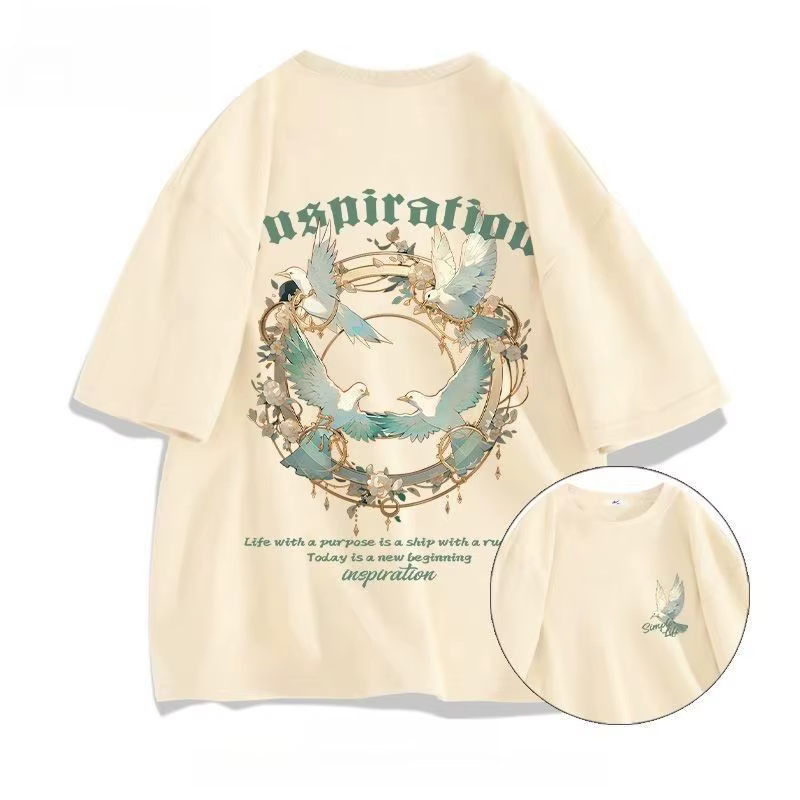 T-shirt à manches courtes pour hommes, nouvelle marque tendance, haut vert américain, ample, en coto