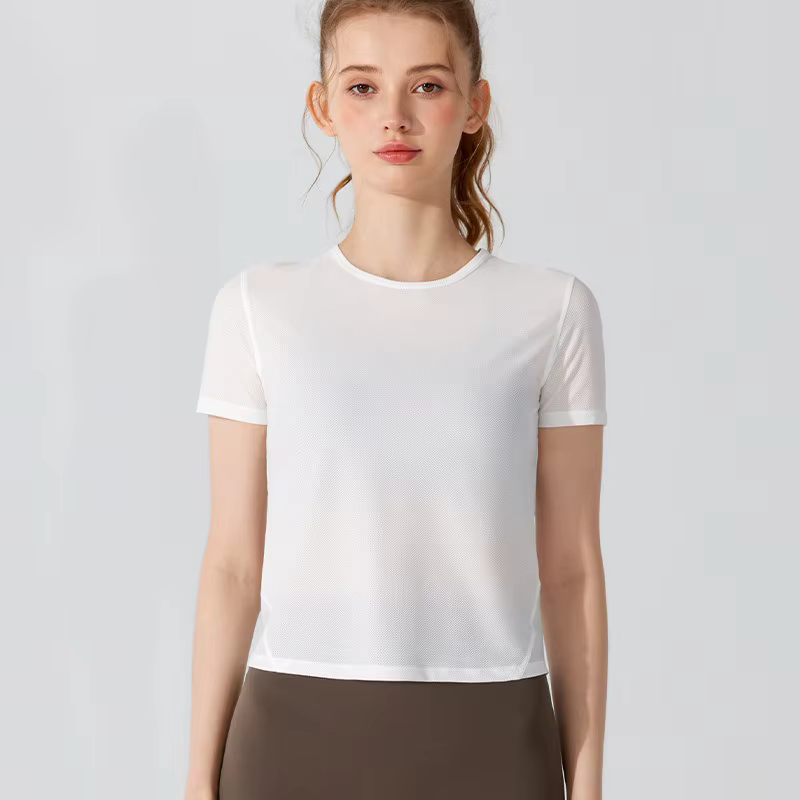 T-shirt de course respirant pour femmes, haut de yoga At Fit, manches courtes, dos ouvert, entraînem