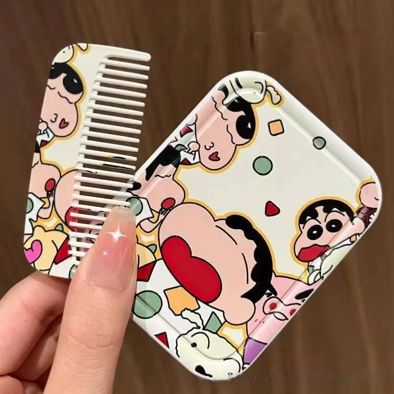 Nouveaux accessoires d'anime, miroir pliable mignon Xiao Xin avec peigne, mini miroir de maquillage 