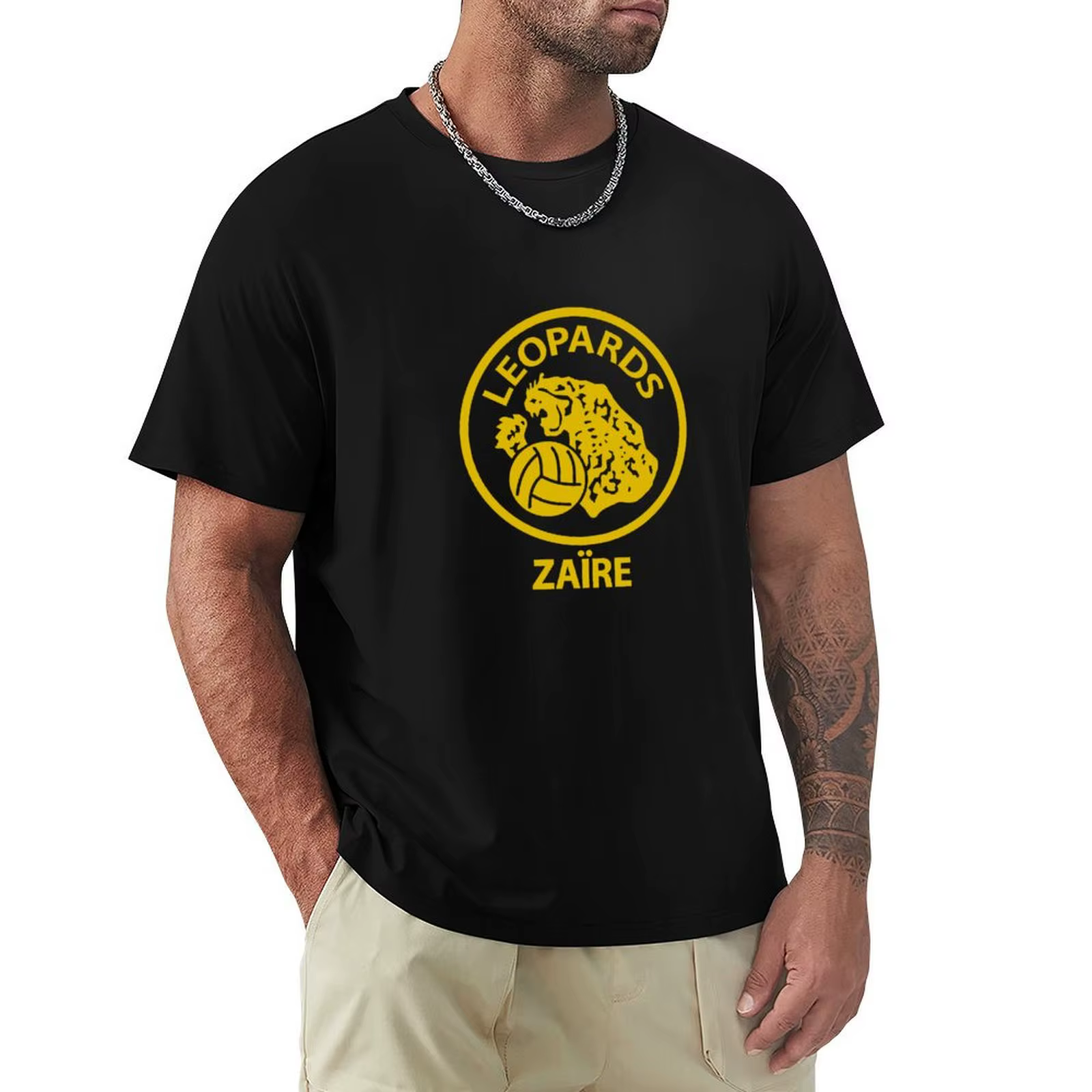 Zaire Leopards-T-shirt de football rétro pour hommes, coton, médicaments, blancs, garçons, 1974