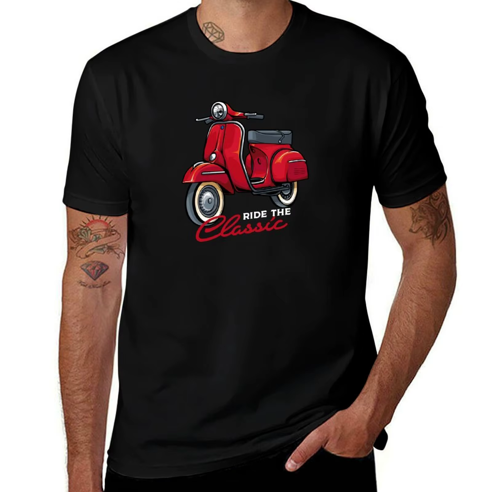 Italie classique Scooter cyclomoteur vélo rétro amour Vintage T-Shirt homme décontracté homme t-shir