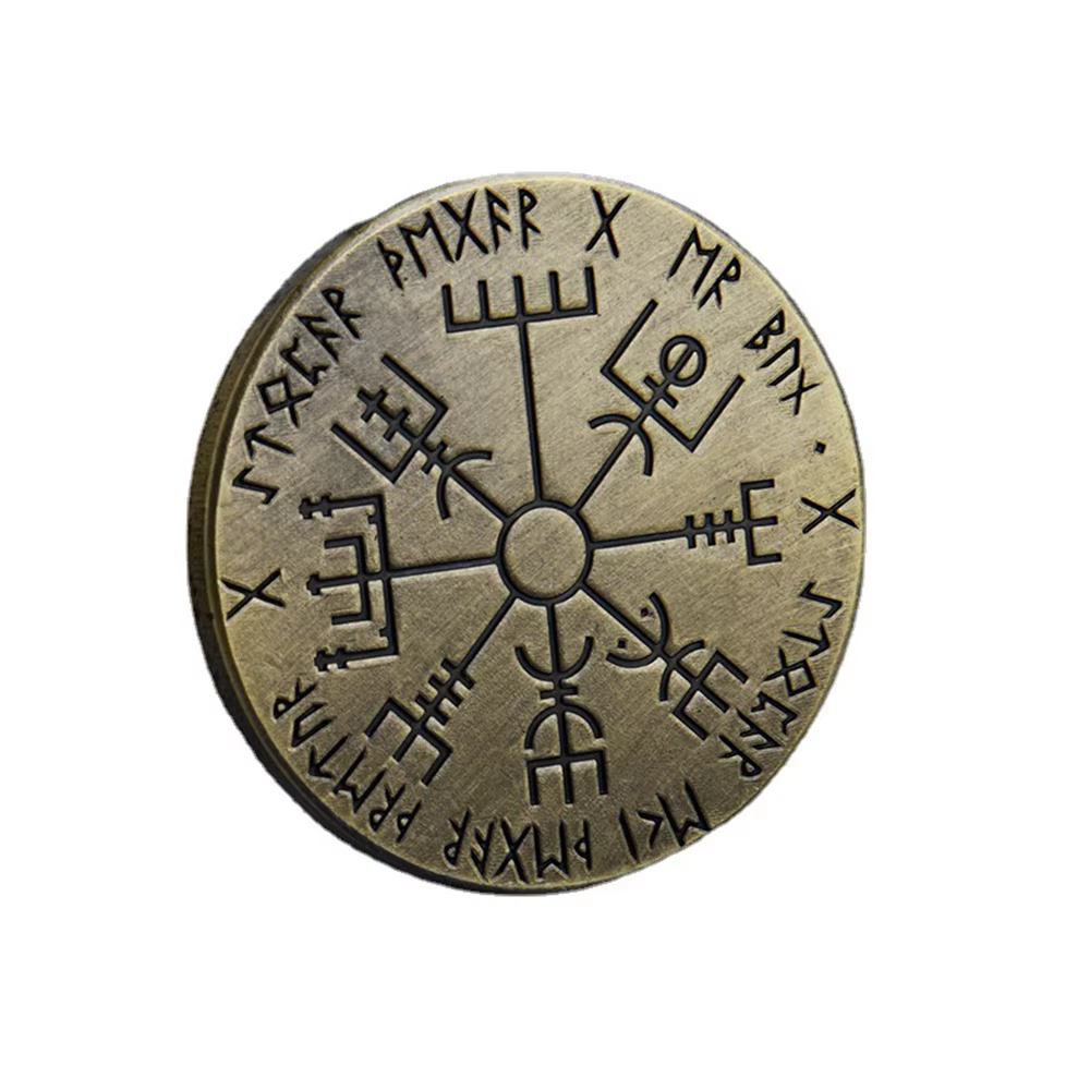 Pièce de Monnaie Viking Nordique, Boussole Vegvisir, Pièces Commémoratives, Collection, Talisman, So