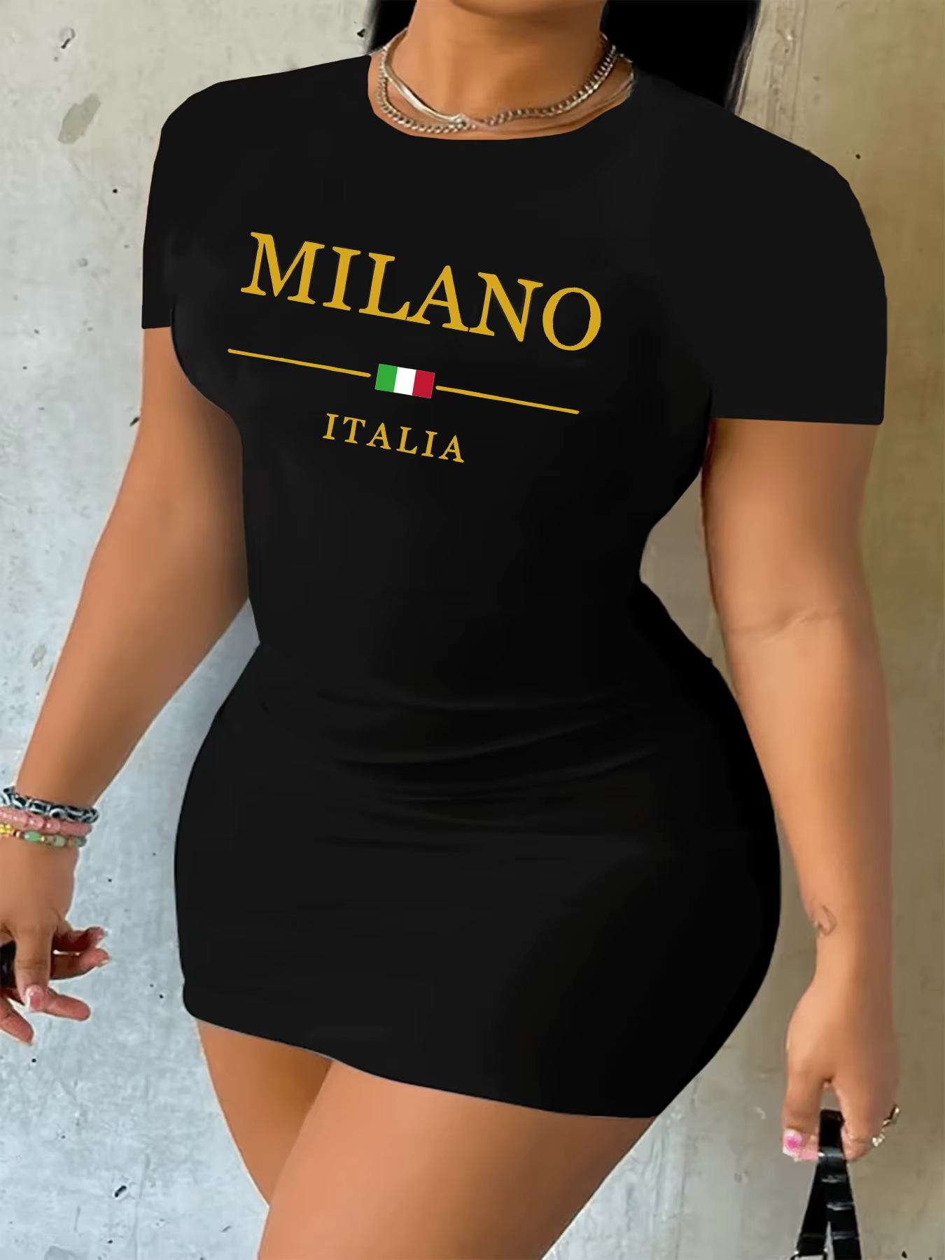 Mini robe d'été à la mode pour femmes, motif MILANO ITALIA imprimé, décontractée, sexy, coupe cintré