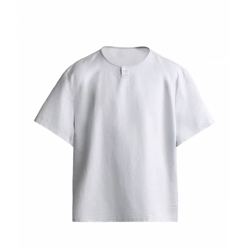 T-shirt Homme Col Rond Manches Courtes en Coton Chanvre Couleur Unie Coupe Ample Haute Qualité Nouve