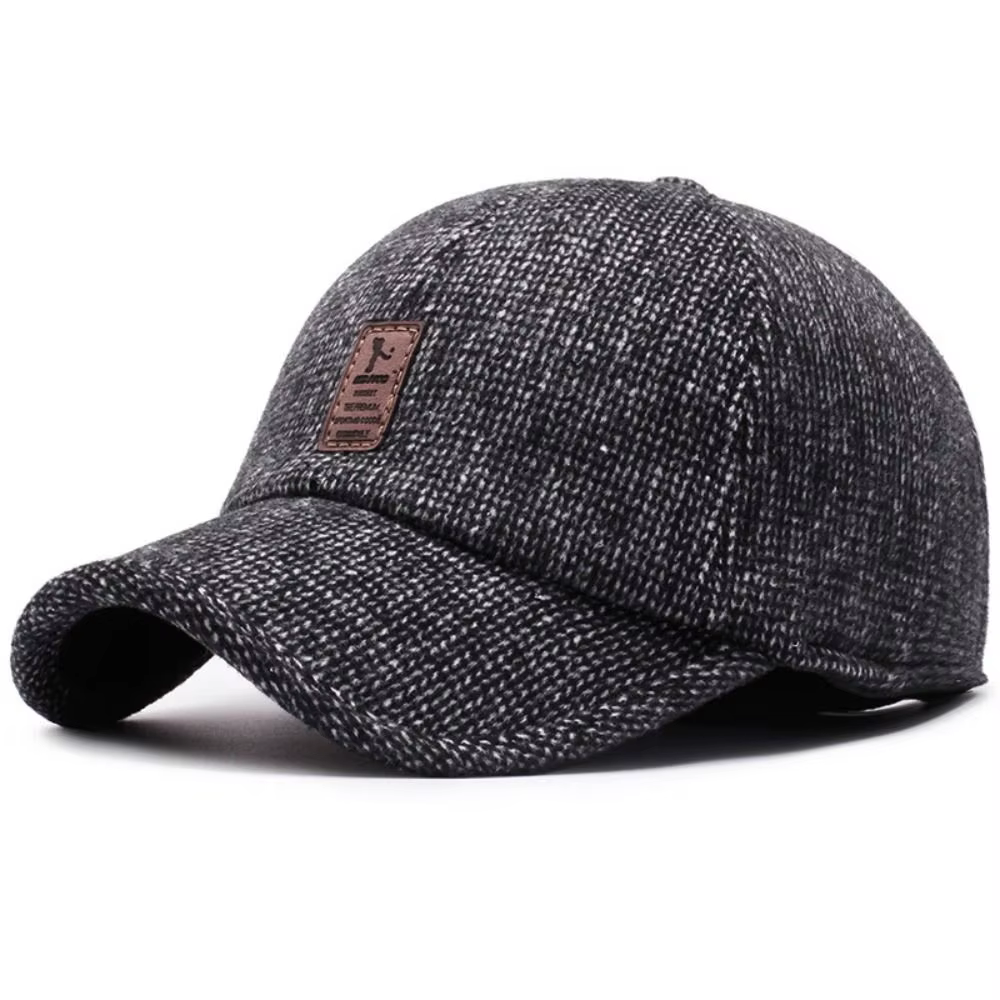 Casquette de baseball en laine pour hommes avec oreillettes, chapeau de golf, couvre-oreilles, épais