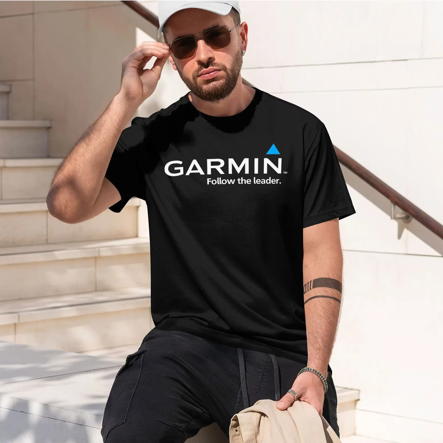 T-shirt rond à col rond GARMIN 2026, nouveau modèle tendance, lourd, à la mode, imprimé rétro, amusa