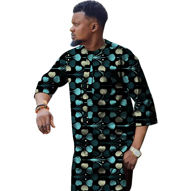 NigWin-Chemise à manches 3/4 Ankara pour hommes, conception sur mesure, vêtements de fête de mariage