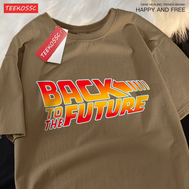 T-Shirt à Manches Courtes pour Homme et Femme, en Coton, avec Logo du Film Retour Vers le Futur, Vêt