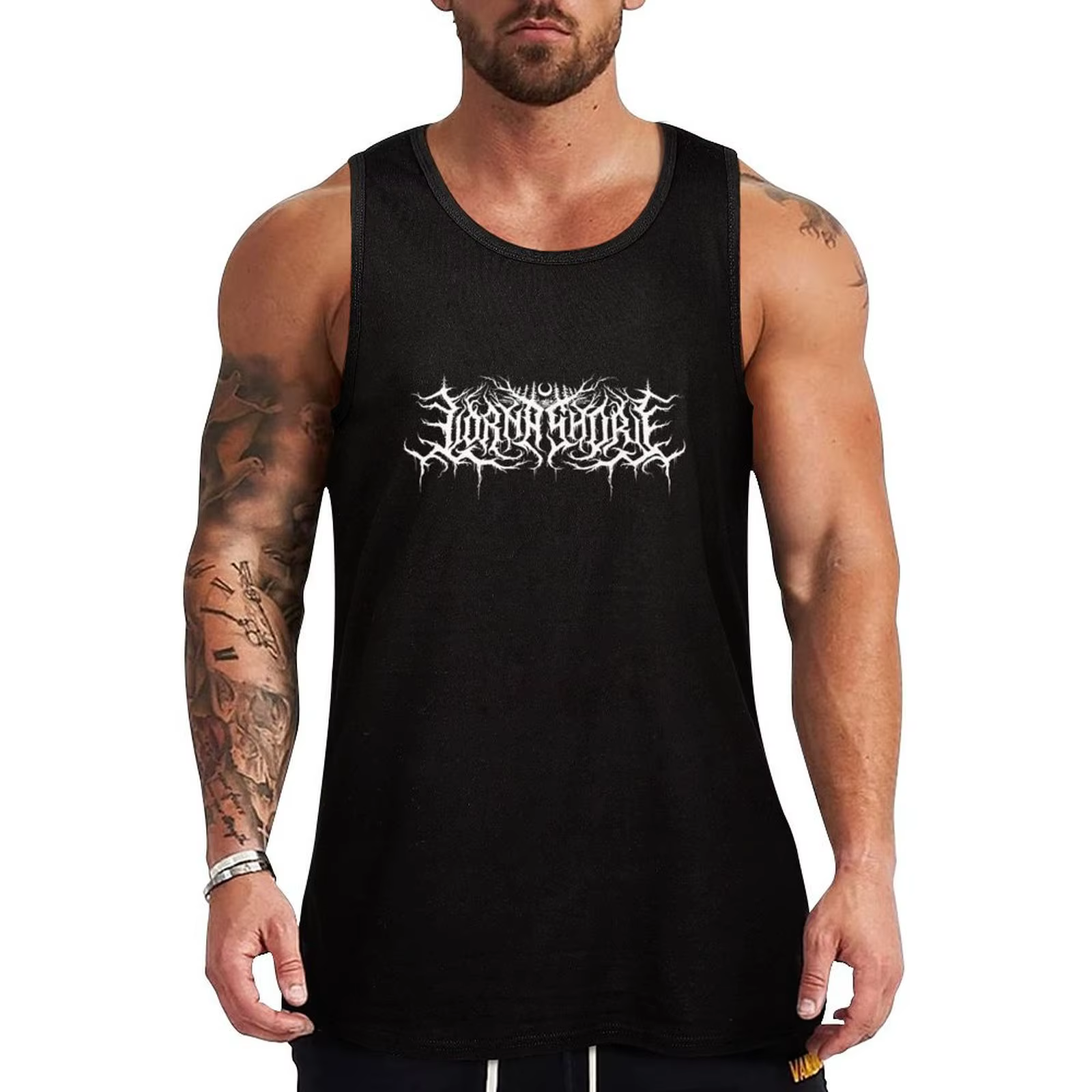 Lorna Shore-Haut Blanc Précieux avec Logo, Vêtements Glamasculins