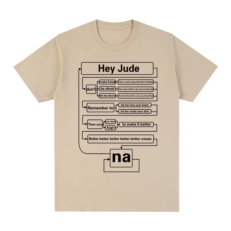Hey Jude t-shirt Hip Hop Rock à manches courtes Beatle rétro nostalgie ingénieur hommes femmes vêtem