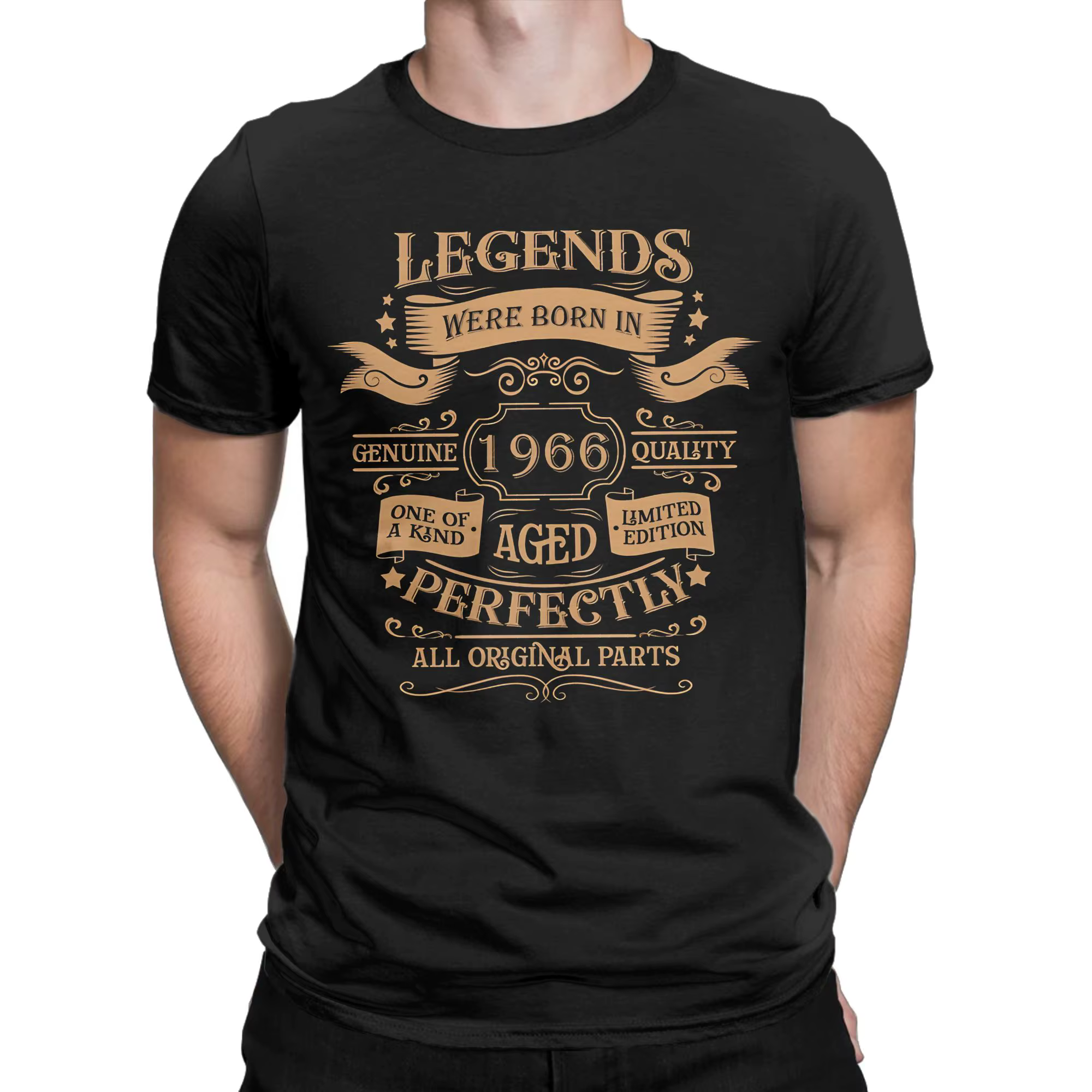 Hommes femmes né en 1966 vintage âge 60 ans drôle 60th anniversaire chemise 100% coton imprimé T-Shi