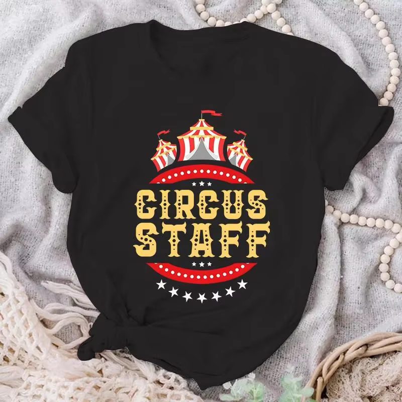 T-shirt manches courtes femme, estival et décontracté, imprimé de l'équipe de cirque, à la mode, amp