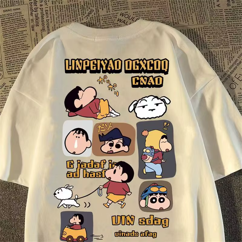 Crayo.n Littl.e nouveau T-shirt en coton imprimé Anime japonais Style mignon T-shirt à manches court
