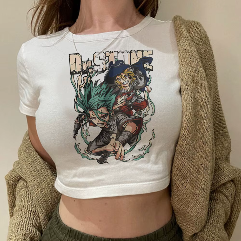 Dr Stone crop top Streetwear harajuku années 2000 y2k coquette gyaru babydoll esthétique filles vête