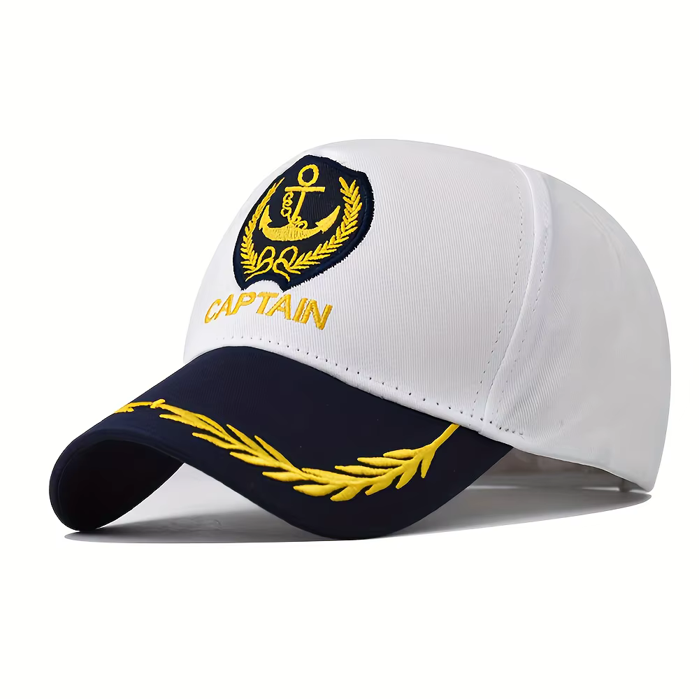 Nouvelle casquette de capitaine marine avec étiquette, casquette uniforme unisexe à calotte rigide, 