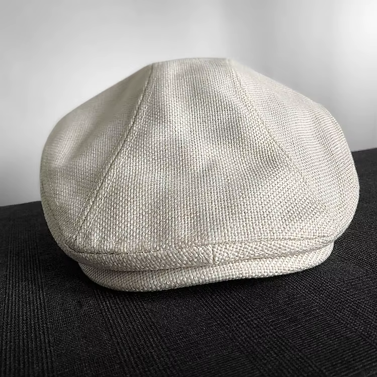 Casquette de baseball en lin britannique unisexe respirante grande taille protection solaire béret c