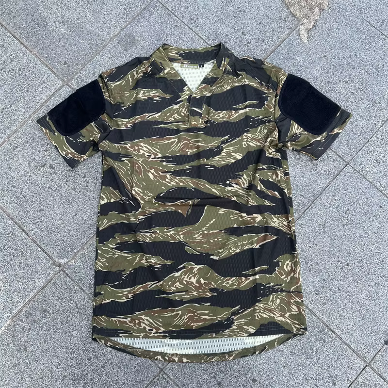 T-shirt à manches longues de camouflage tactique VS, haut à col en v, combinaison d'entraînement tac