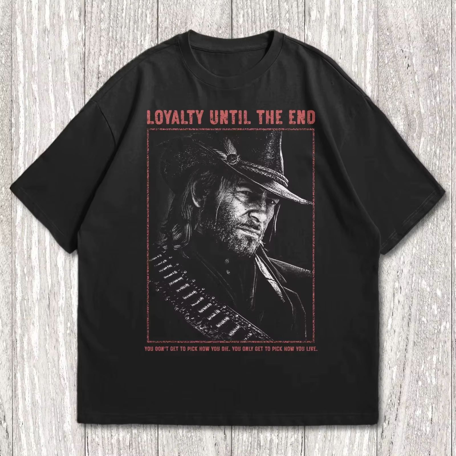 T-shirt vintage Arthur Morgan Loyalty Until The End avec portrait de cowboy, en coton doux, à manche