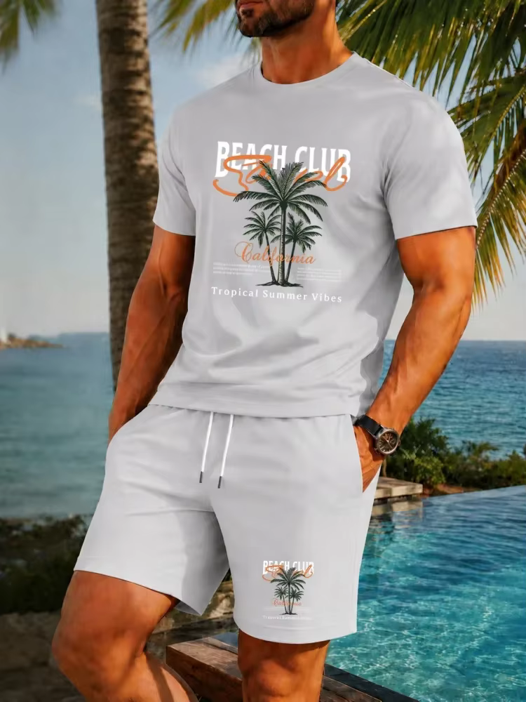 Ensemble de t-shirts pour hommes de haute qualité imprimés avec des palmiers de la Californie, le ch