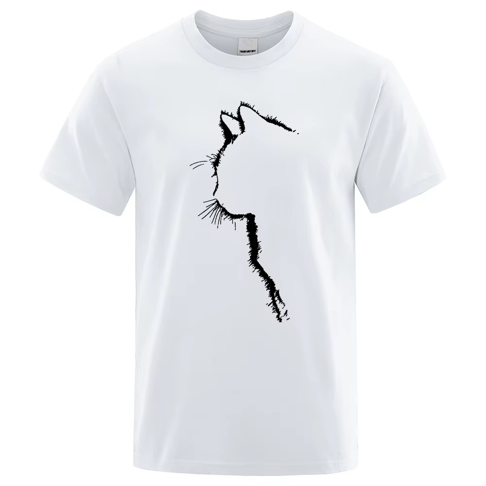 T-shirt manches courtes pour homme, estival et humoristique, en coton, avec chat et Animal imprimés,