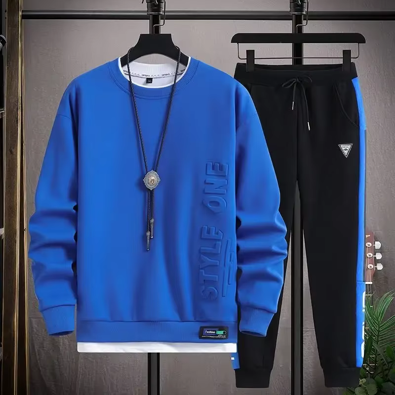 Ensemble t-shirt et pantalon blanc uni pour hommes, survêtement alphabet, olympiques de sport popula