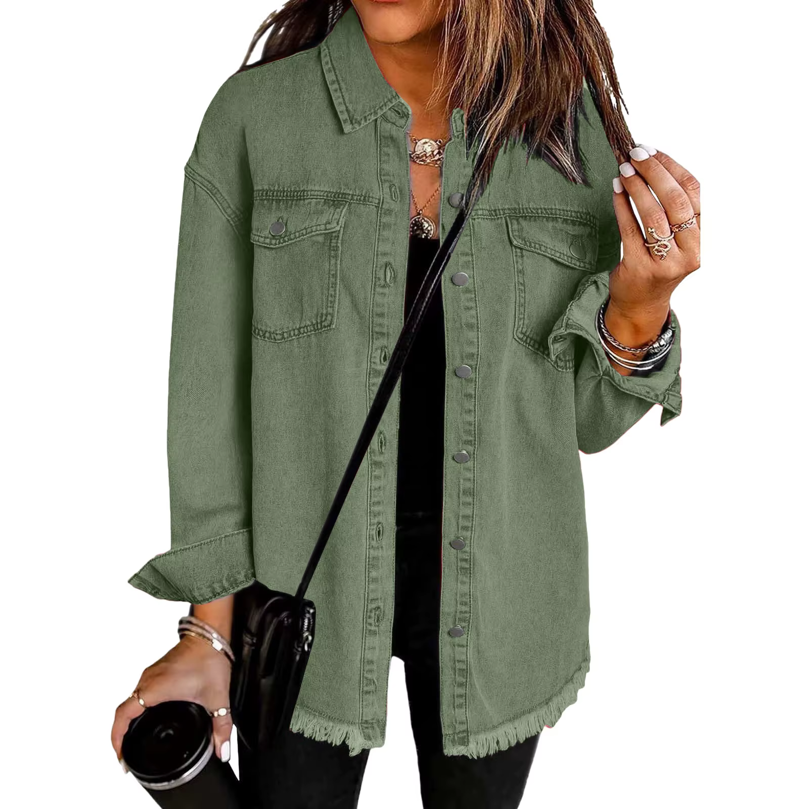 Femmes mode Denim chemise veste haute rue à manches longues revers simple boutonnage vêtements d'ext
