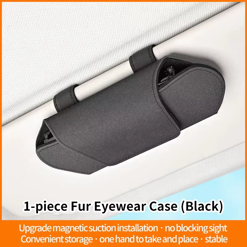 Étui à lunettes magnétique en cuir de luxe pour pare-soleil de voiture, support de lunettes à une ma