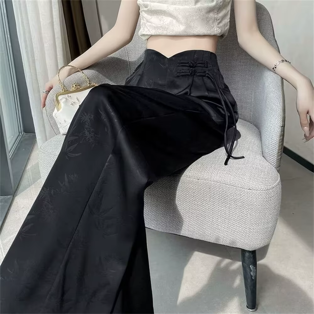 Pantalon droit tendance pour femme, collection Printemps-Été, pantalon large décontracté taille haut