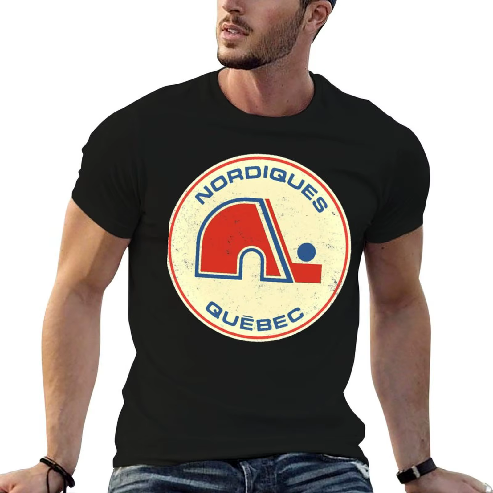 T-shirt des Nordiques du Québec, t-shirt en coton pour homme, t-shirts graphiques vintage pour homme