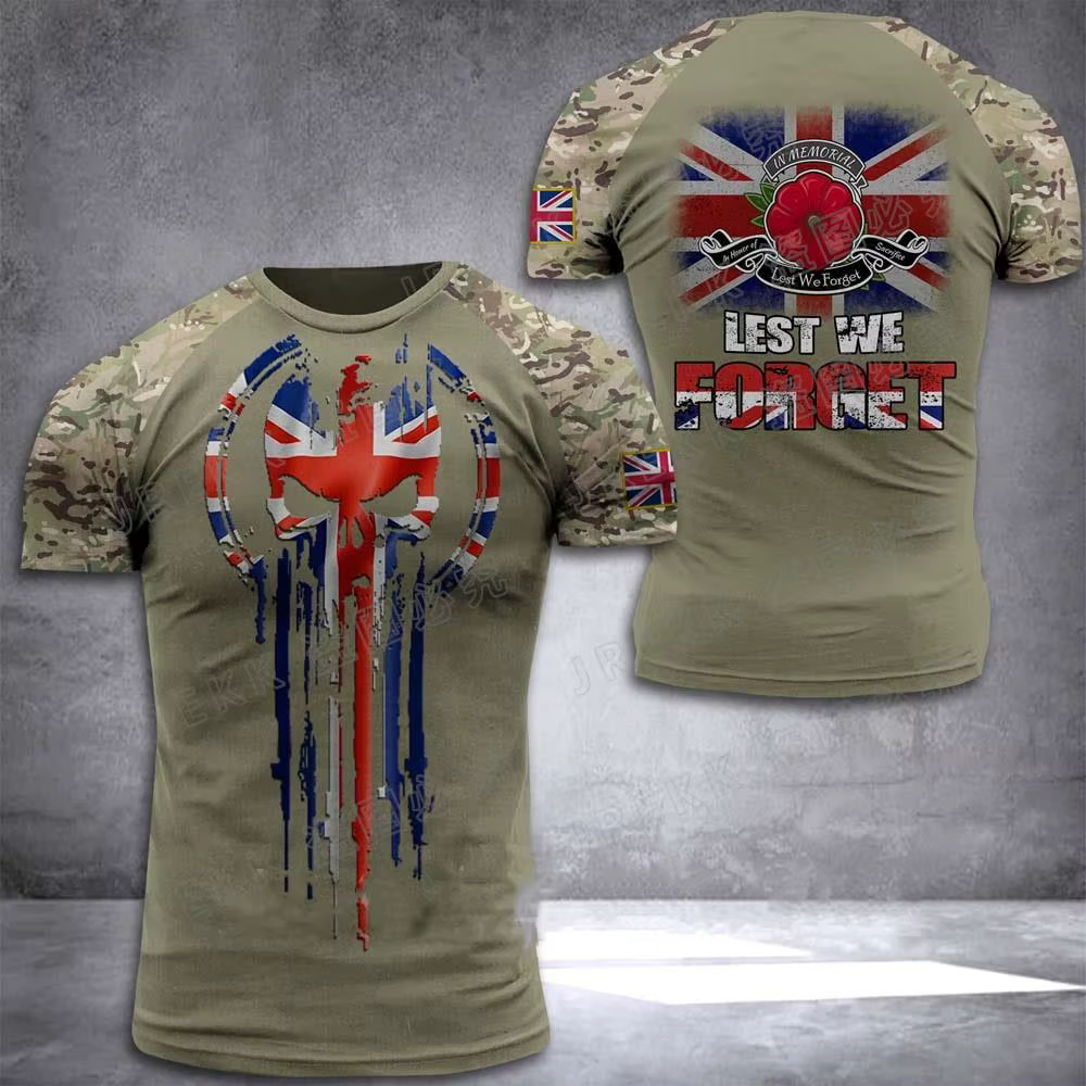 T-shirt vétéran de l'armée pour hommes, soldat britannique, motif imprimé en 3D, chemise de Camoufla
