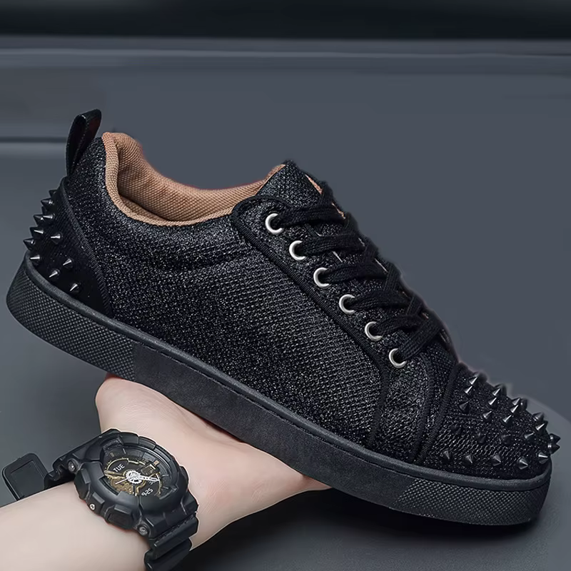 Chaussures tendance pour hommes en cuir chaussures décontractées Style Punk Rivet plat Skateboard ch