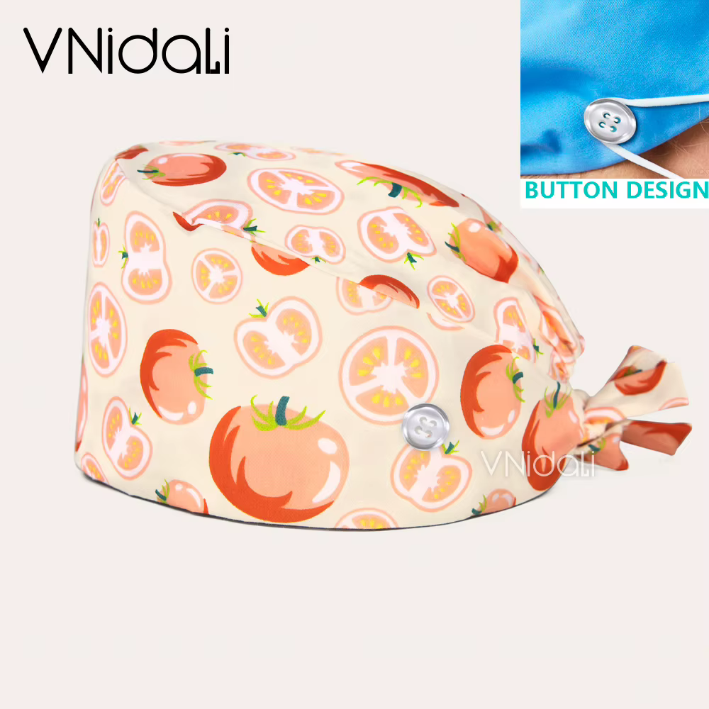 Casquette chirurgicale à impression à carreaux, chapeaux de gommage pour le travail de soins infirmi