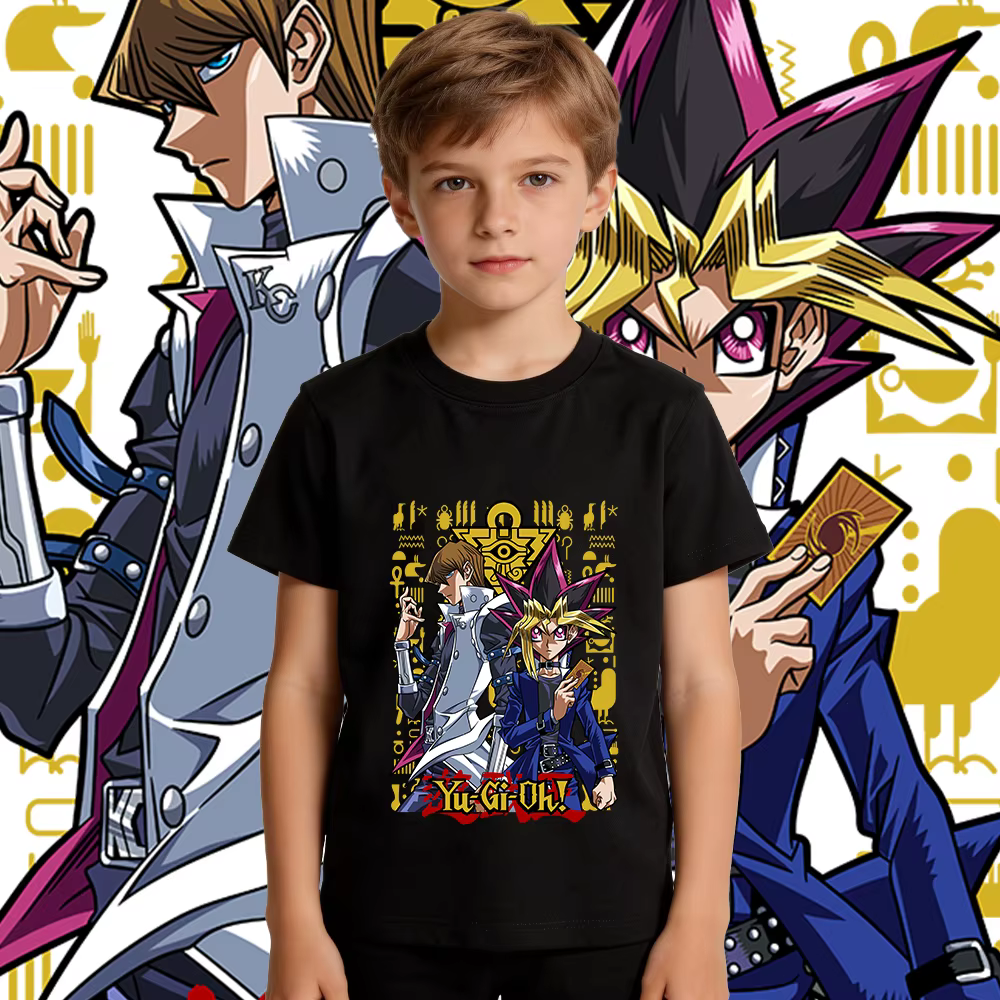Yu Gi Oh Seto x Yugi T-shirt en coton imprimé anime pour garçons et filles, haut décontracté doux et