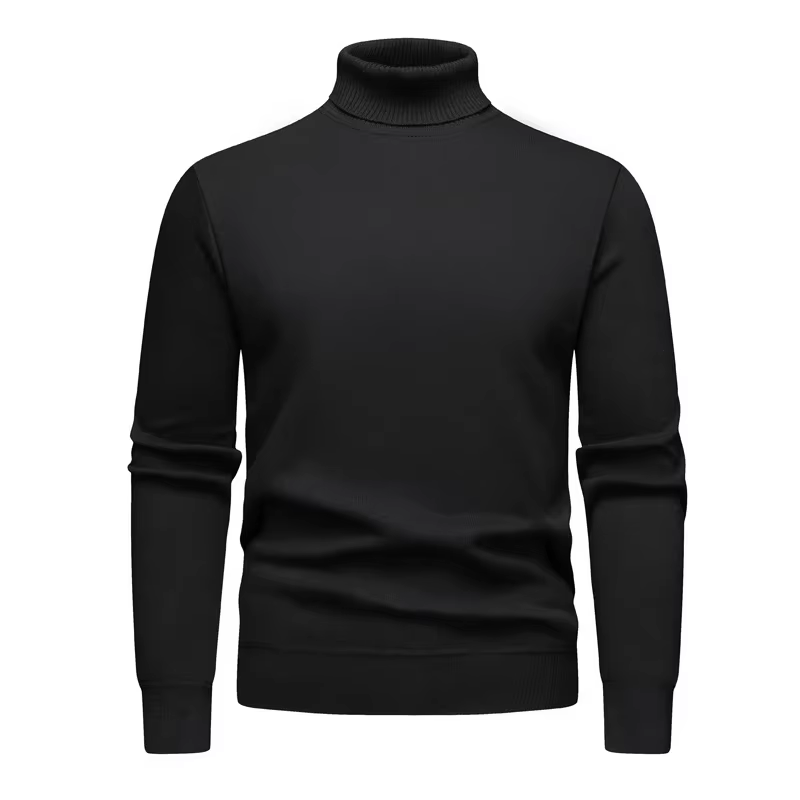 Sweat-shirt à col roulé pour hommes, anti-boulochage, tricoté de haute qualité, coupe cintrée, manch