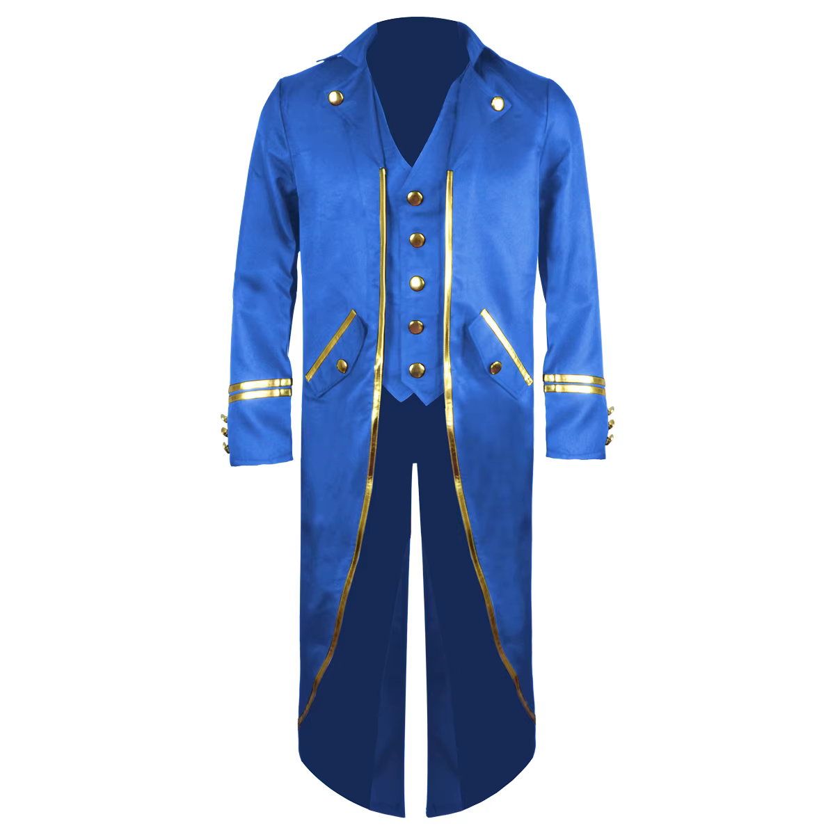 Costume d'halloween pour hommes, smoking Vintage médiéval, mi-long, Punk, Vintage, doré, vêtements d