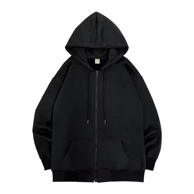 Sweat à capuche homme style urbain rétro, zippé, manches longues, coupe ample, noir et blanc, style 