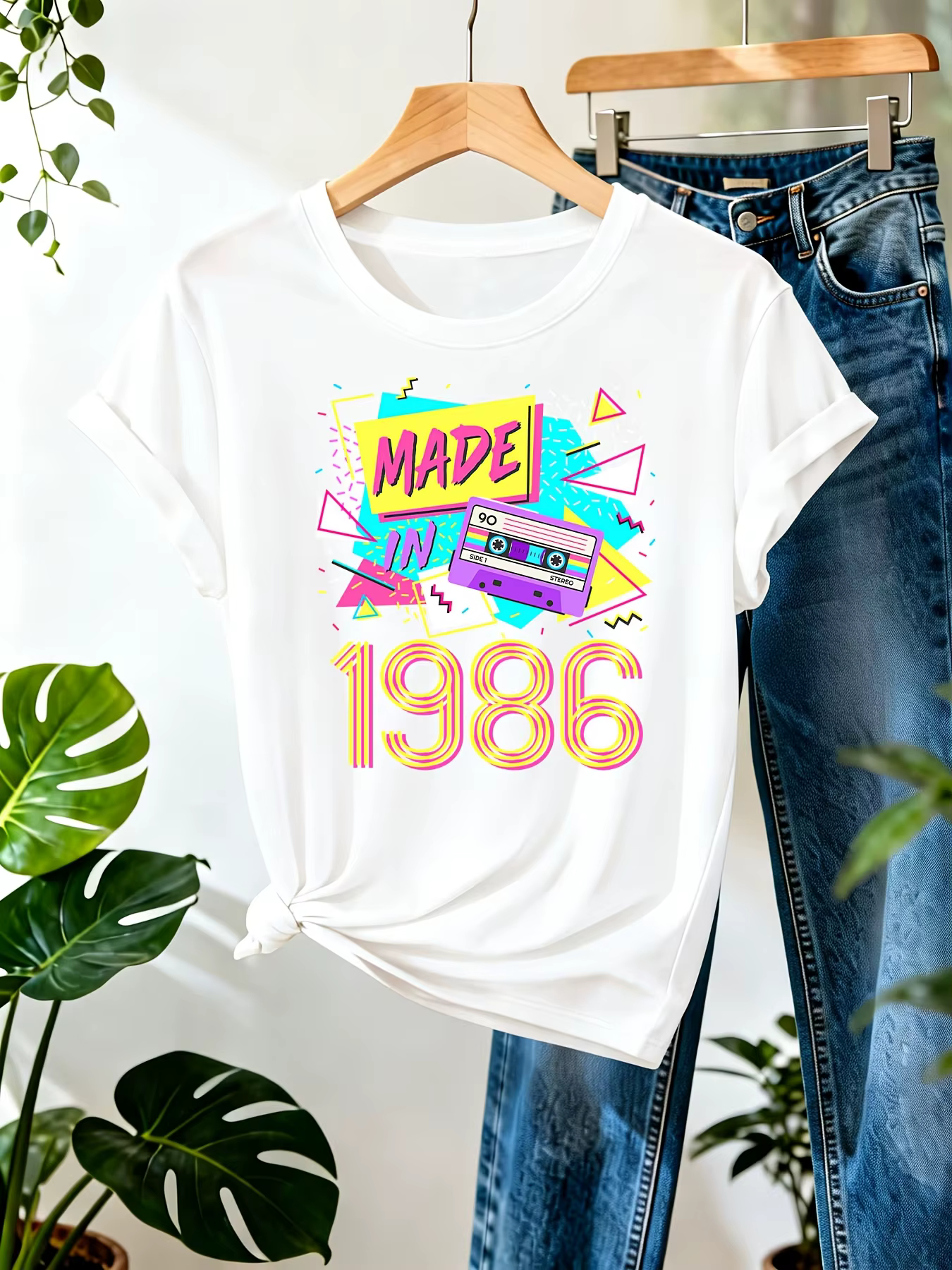 T-Shirt Vintage fabriqué en 1986 pour femmes et hommes, T-Shirt graphique rétro des années 80, en fo
