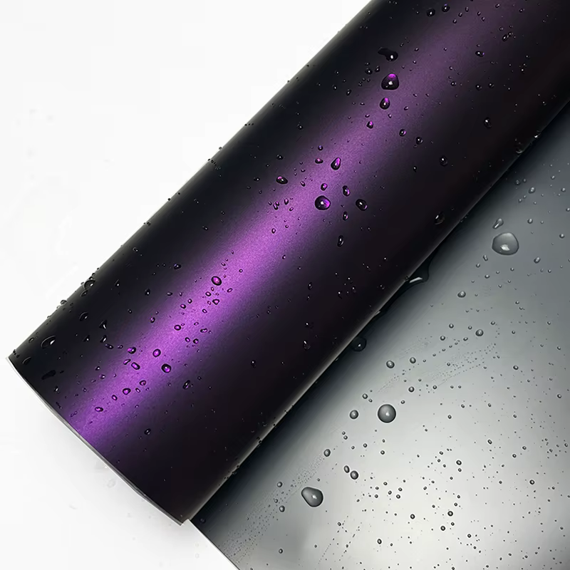 PET Ultra mat fantôme noir violet métallique voiture vinyle Film d'emballage avec libération d'air a